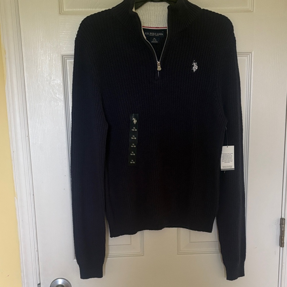 Polo by Ralph Lauren Black Half-Zip Knit Sweater